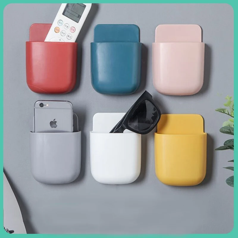 Wall-Mounted Storage Box TV Air-Conditioner Remote Control Storage Box Mobile Phone Charging Box Plastic Storage Box Organizer