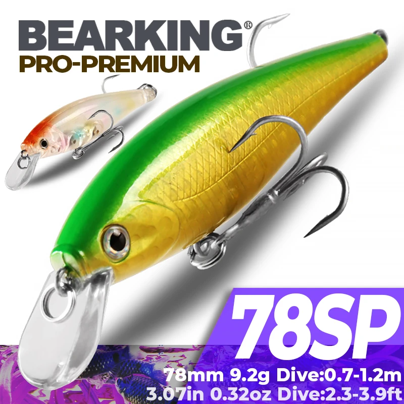 7.8cm 9.2g Bearking New 1PC New Arrival Hot Sale Minnow Hard Fishing Lure Bait Fresh Water Fishing Tackle Artificial Lures Bait