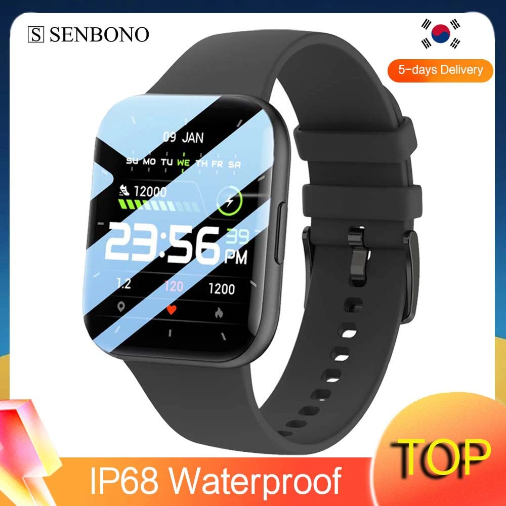 SENBONO 2021 Men Smartwatch Smart Watch Women Wristwatch P25 IP68 Waterproof Fitness Bracelet Sports Smartwatch SPO2/BP/HR Clock