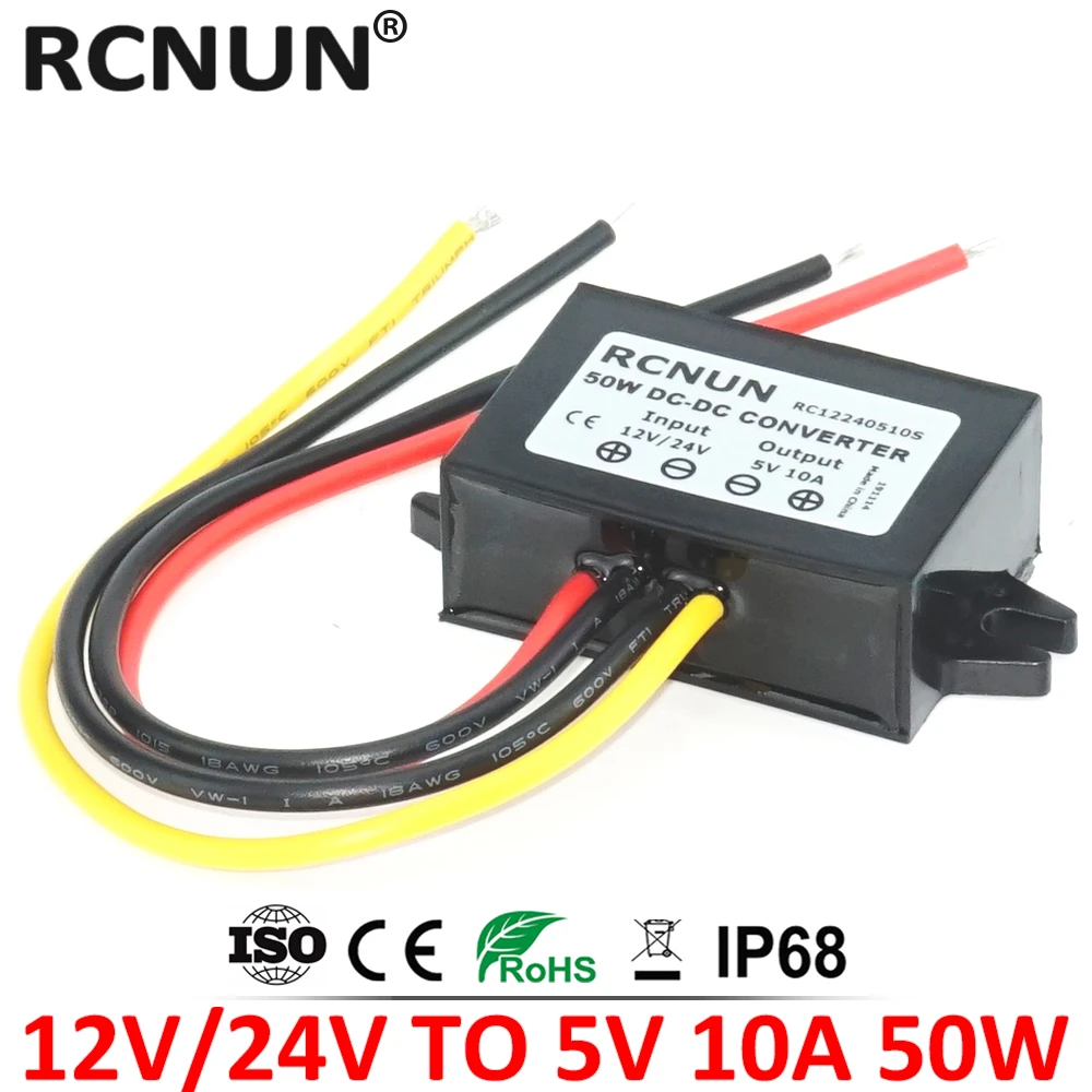 12V to 5V 24V to 5V 3A 5A 10A Step Down DC DC Power Converter 8-36V Buck to 5V Switching Power Supply for Car LED