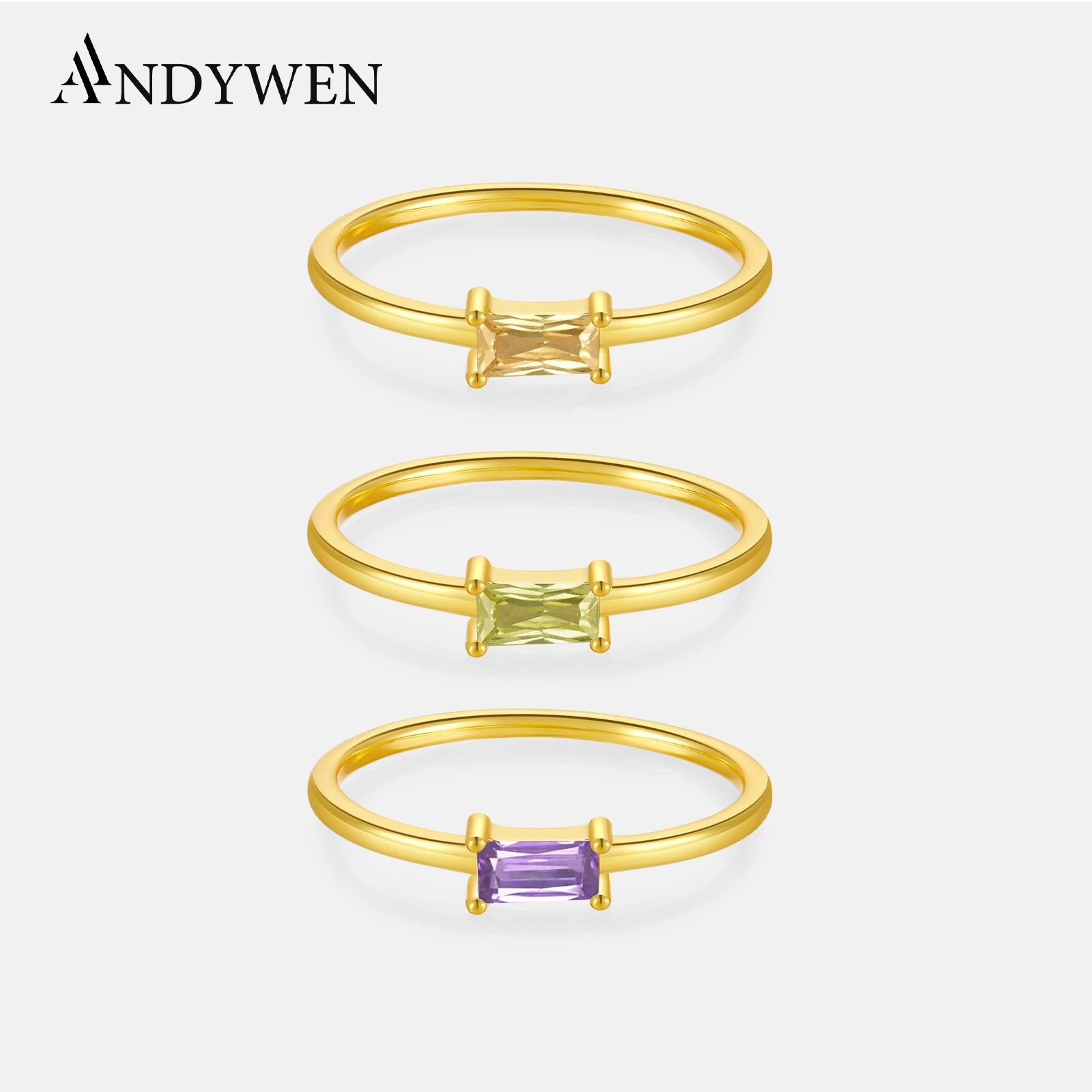 ANDYWEN 925 Sterling Silver 1.5mm Rainbow Ring Slim Round Women Luxury Colorful Zircon CZ Jewelry in 2020 Fashion Statement