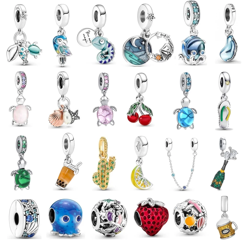 New Murano Glass Sea Turtle Dangle Bead fit Original Pandora Charms Silver 925 Bracelet DIY Women Jewelry summer Collection Gift