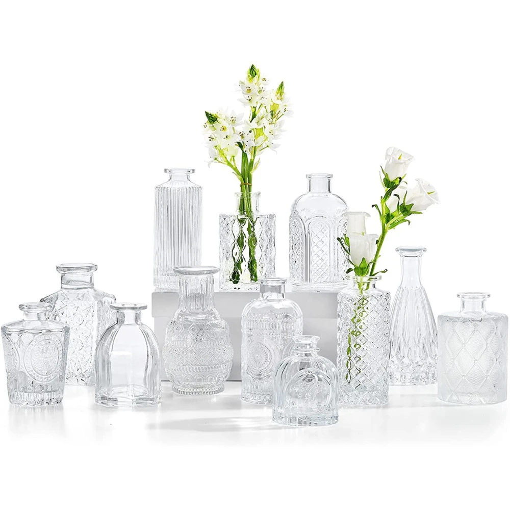 Simple Transparent Glass Small Vase Nordic Decoration Living Room Flower Home Vases For Flowers Aromatherapy Bottle