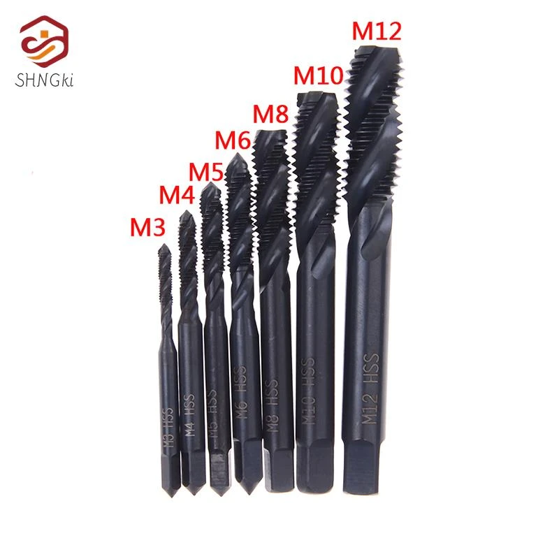 7PCS HSS Machine Screw Thread Metric Plug Tap Drill Set M3 M4 M5 M6 M8 M10 M12