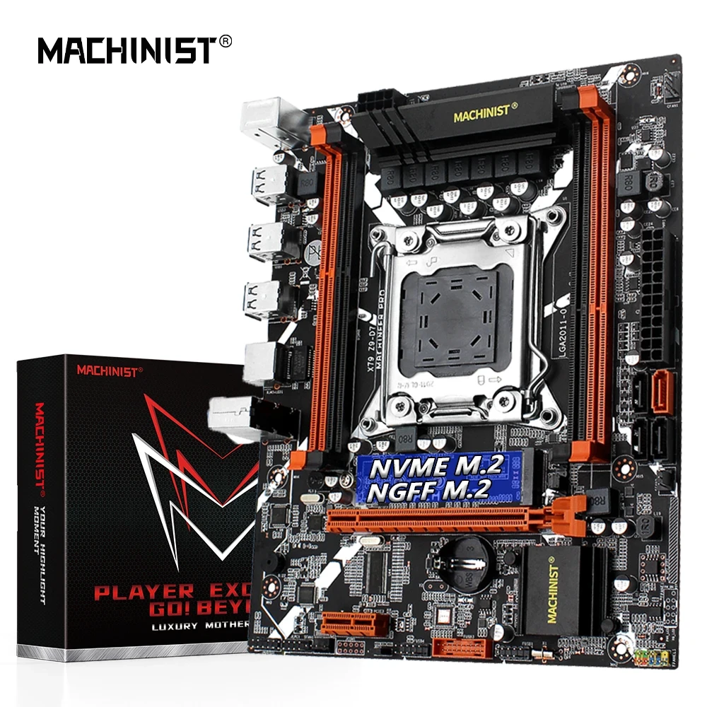 Machinist X79 Motherboard LGA 2011 Support DDR3 REG ECC Memory RAM Xeon E5 V1&V2 i71 Processor X79 Z9-D7 Desktop Board