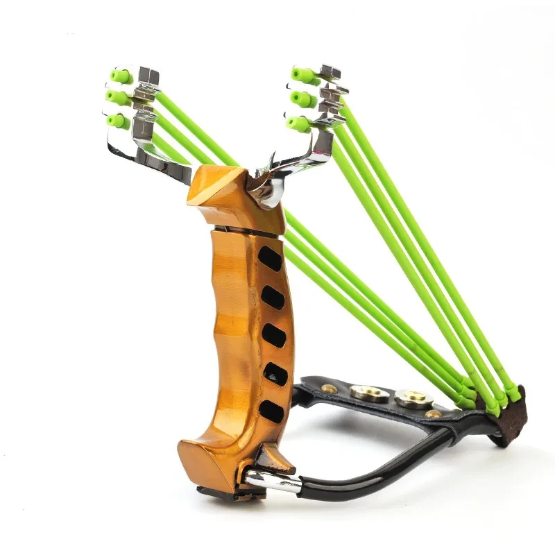 Professional Two rubber band traditional slingshot  high strength steel Hunting Catapult Hunter Folding Wrist Sling Shot