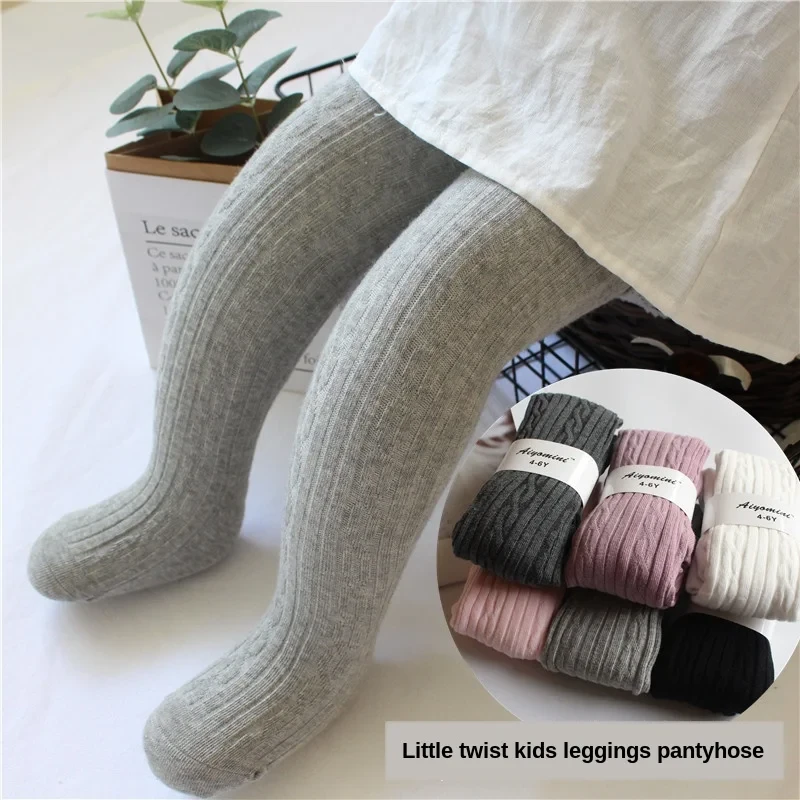 2021 Spring Knitted Baby Pantyhose For Girls Twist Children Bottom Toddler Kid Girl Ribbed Stockings