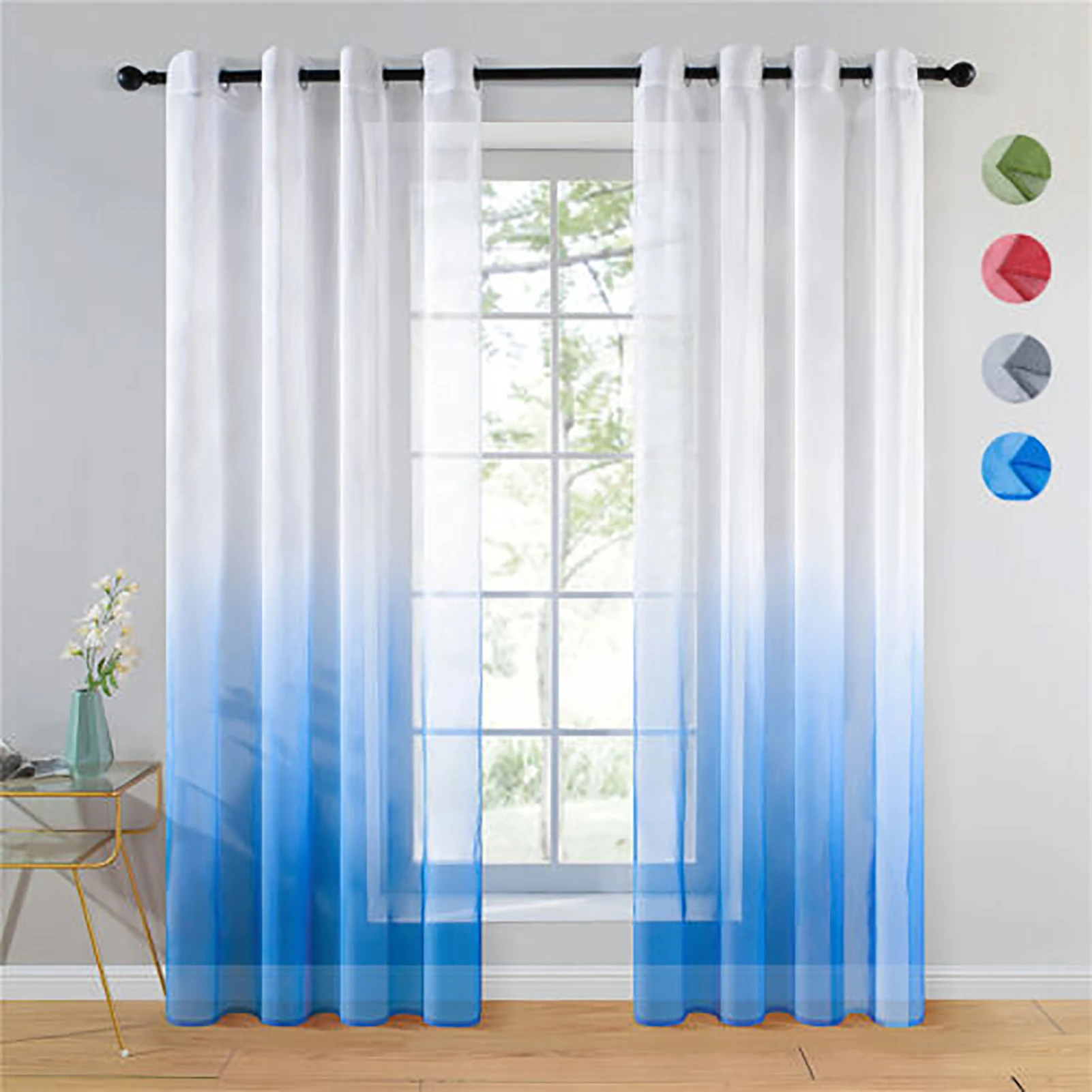 YokiSTG Gradient Sheer Curtains Window Tulle Curtains for Living Room Bedroom Kitchen Home Decor Include Curtain and Tie Rope