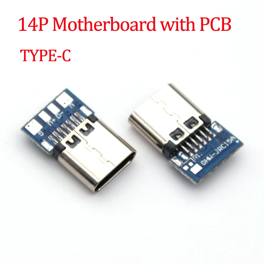 10pcs USB 3.1 Type C Connector 14 Pin Female Socket receptacle Through Holes PCB 180 Vertical Shield USB-C