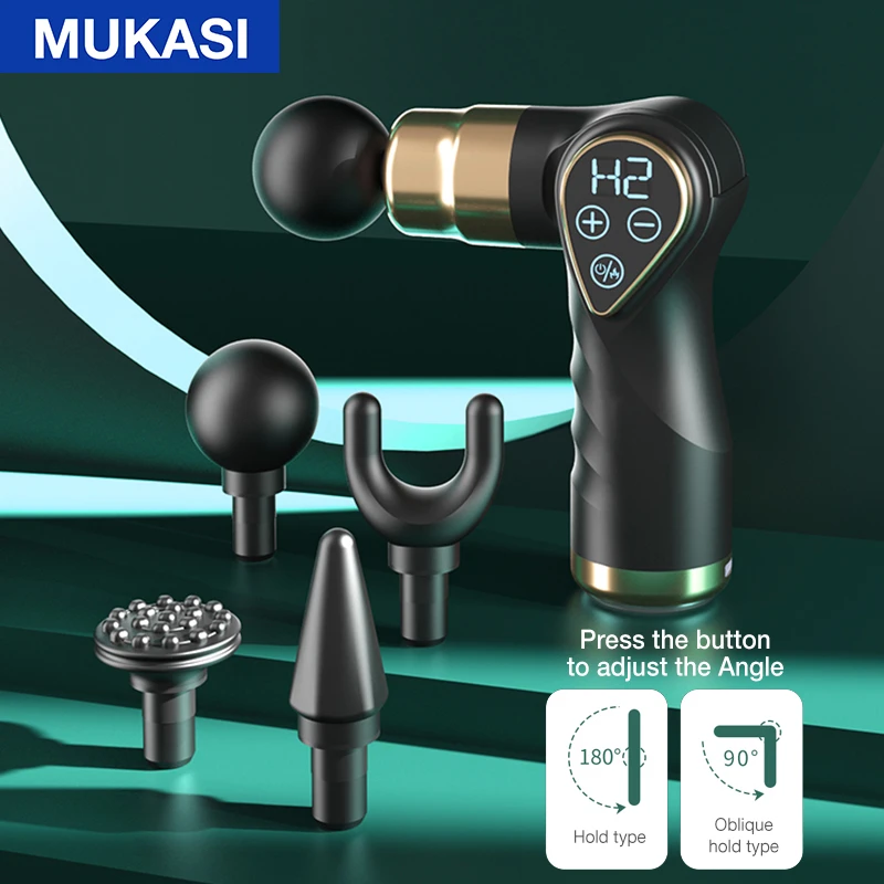 MUKASI Folding Hot Compress Massage Gun LCD Display Muscle Neck Electric Massager for Body Relaxation Pain Relief Pain Therapy