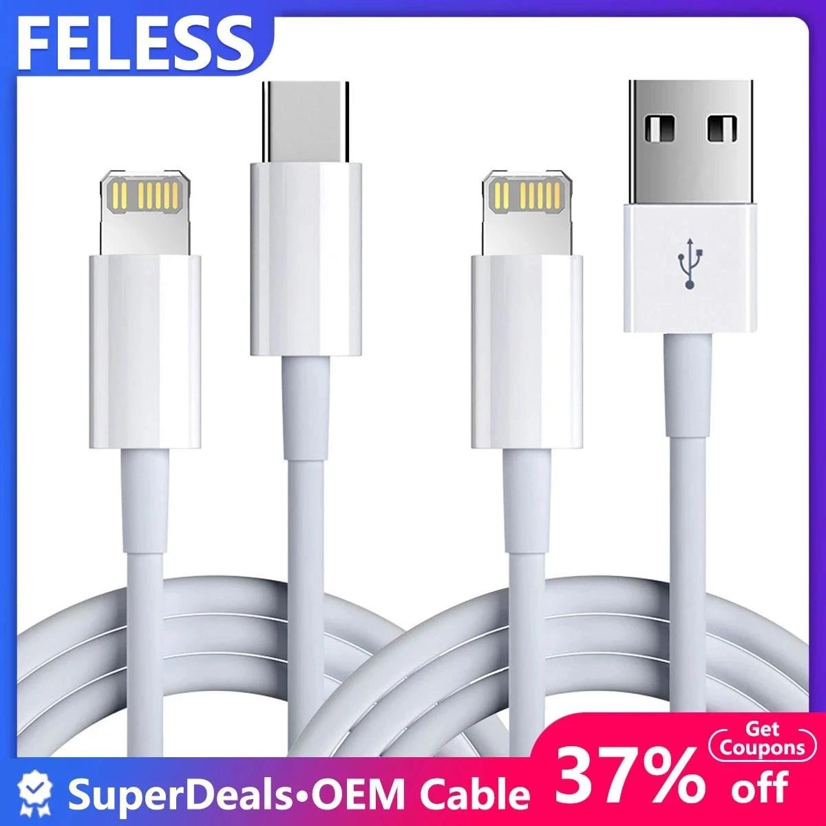 Feless USB C Cable for iPhone 11 12 20W Fast Charging for Apple iPhone Cable 8 6s iPad PD Charger Usb Type C Wire IOS Data Cord