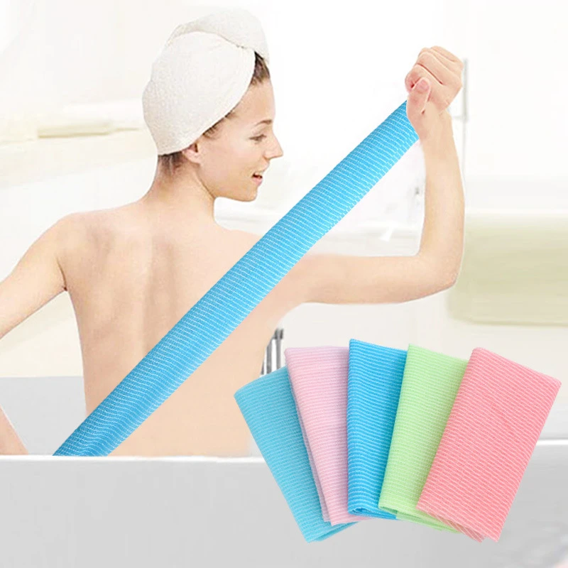 Exfoliating Nylon Bath Shower Body Cleaning Washing Scrubbing Towel Scrubbers Nylon Sponge Bath Accessories Rich Bubbles