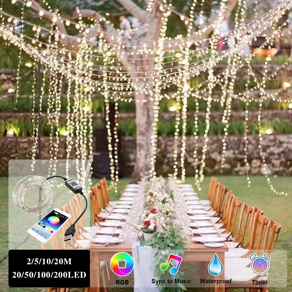 Christmas Tree Decor Bluetooth Led String Lights Merry Xmas For Home 2021 USB Smart Lamp Navidad Noel Gifts New Year Decoration