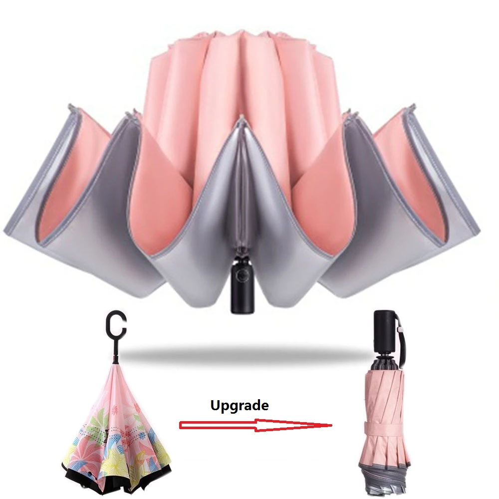 Windproof Reverse Umbrella For Men 10 K Auto Business Car Umbrella Women Fold Sun Umbrella Anti-UV Automatic Sun Male Paraguas