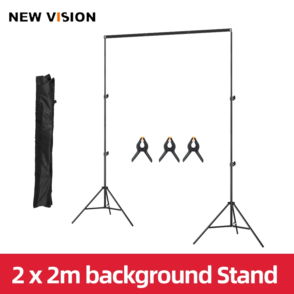 2x2m 6.5ft*6.5ft Backdrop Background Frame Light Stand + 3pcs Clip + Carry Bag Backgrounds Stand Studio Kit