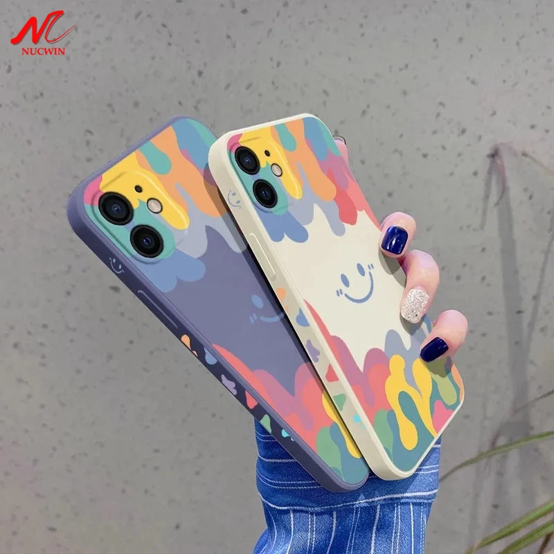 Summer Ice Cream Smile Face Phone Case for iPhone 12 Mini 13 11 Pro Max X XR XS Max 7 8 Plus SE 2 Luxury Cartoon Silicone Cover