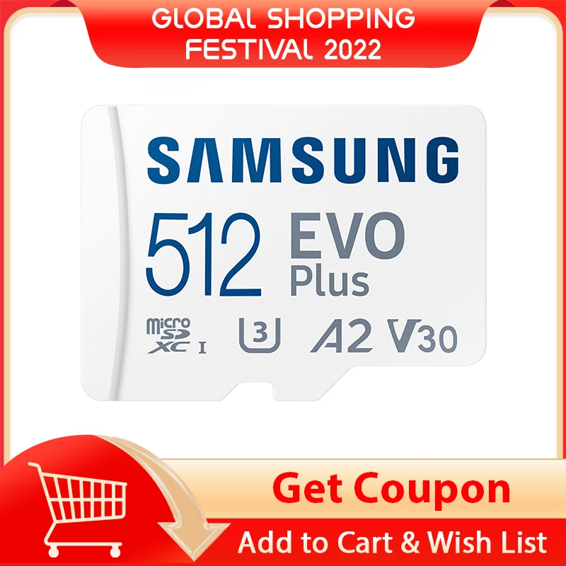 SAMSUNG Microsd Card 256G 128GB 64GB Micro SD Card 512GB Memory Card TF Flash Card Class10 U3 SDXC I Grade EVO+ PLUS