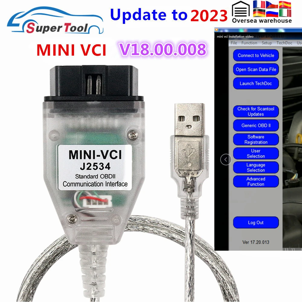 Newly Mini VCI V16.30.013 For-TOYOTA OBD2 Car Diagnostic Cable Mini VCI J2534 FTDI FT232RL TIS Techstream Auto Cables Connectors