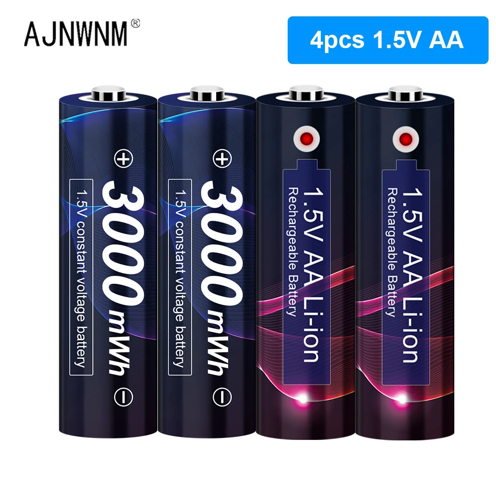 AA 1.5v Li-ion Rechargeable Battery 3000mWh 1.5V AA Lithium Rechargeable Battery AA 1.5V Batteries for Remote Control AA Battery