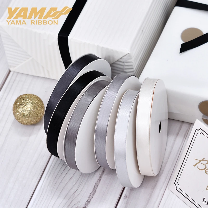 YAMA 100yards Double Face Satin Ribbon 6 9 13 16 19 22 mm Black Red White Silver for Wedding Decoration Handmade Flowers Gifts