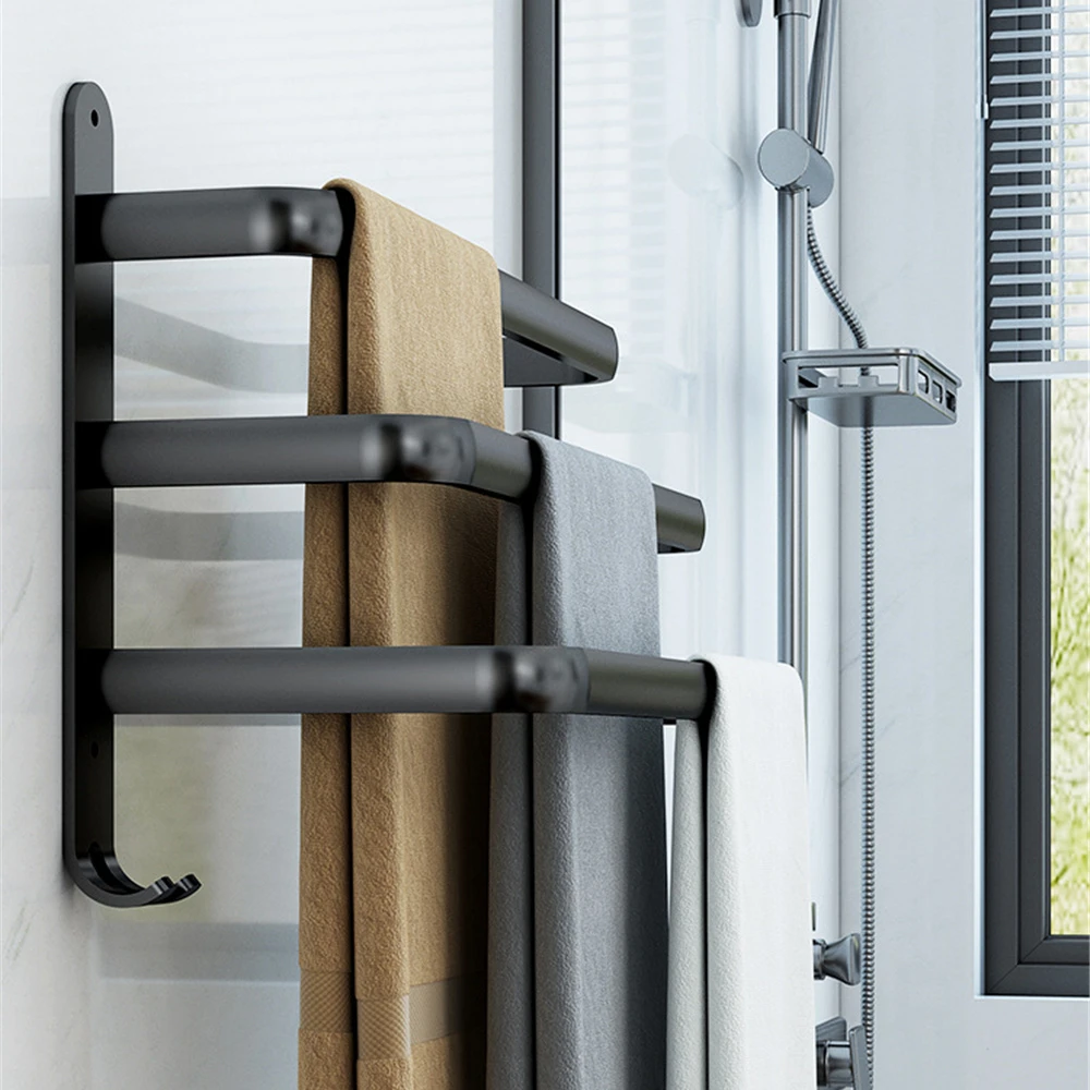 Bathroom Towel Rack 3 Layers Punch-Free Towel Holder Shower Rack Bathroom Storage Shelf Home Organizer Accessories