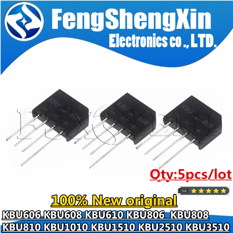 5pcs/lot KBU606 KBU610 KBU806 KBU808 KBU810 KBU1010 KBU1510 KBU2510 KBU3510 DIP-4  BRIDGE RECTIFIERS