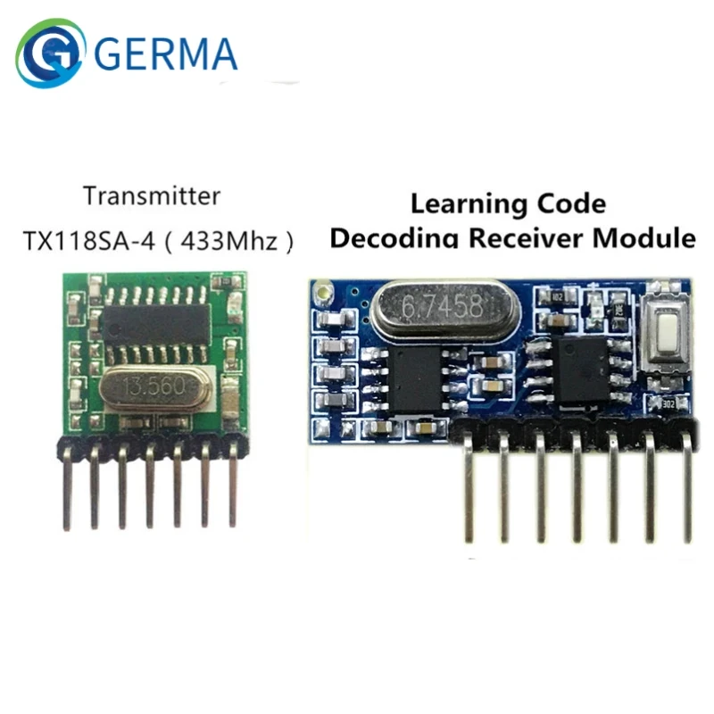 GERMA 433mhz Wireless Wide Voltage Coding Transmitter + Decoding Receiver 4 Channel Output Module For 433 Mhz Remote Controls