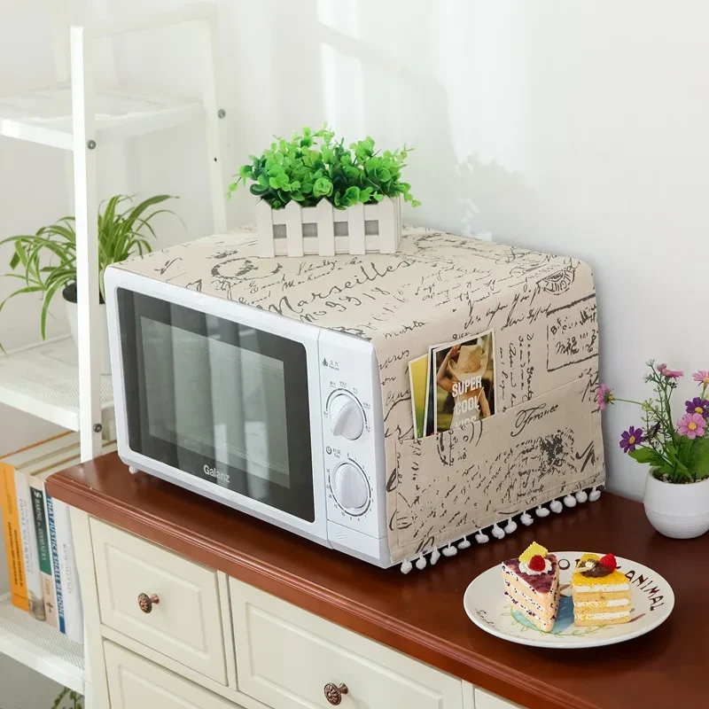 Kitchen Microwave Cover Microwave Oven Hood Oil Dust Cover with Storage Bag Kitchen Accessories Supplies Home Decoration