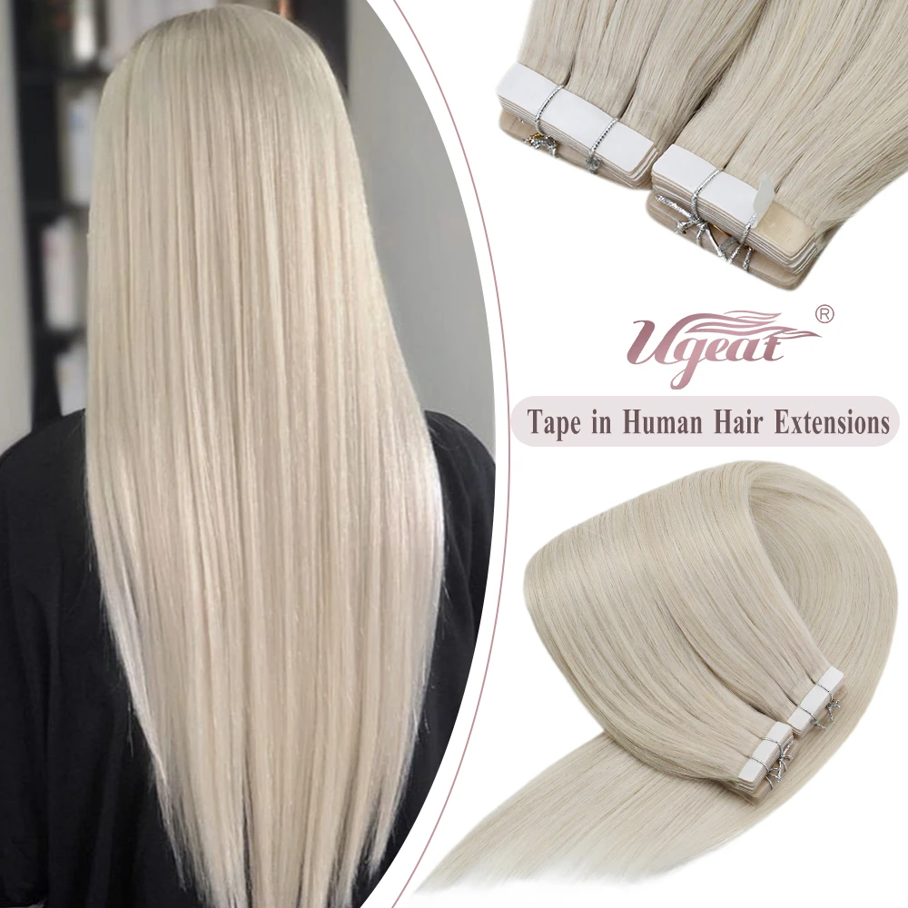 [Free Tapes] Ugeat Tape in Human Hair Extensions Real Brazilian Hair 20P/40P Remy Straight Double Sided Tape Hair 2.5g/P