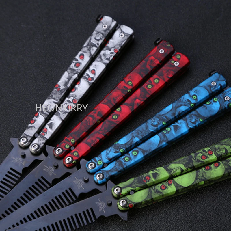 1pc  Foldable Comb Stainless Steel Practice Training Butterfly Knife Comb Beard & Moustache Brushes Hairdressing Styling Tool