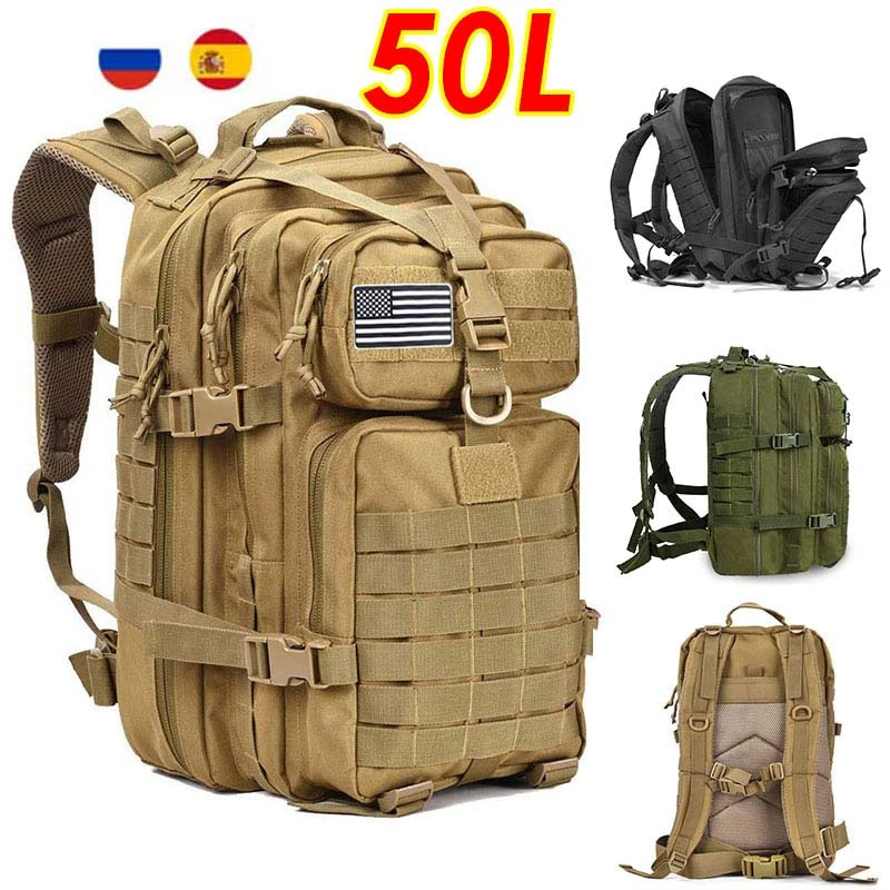 50L Large Capacity Men Army Military Tactical Backpack 3P Softback Outdoor Hiking Camping Rucksack Hunting camping travel bag