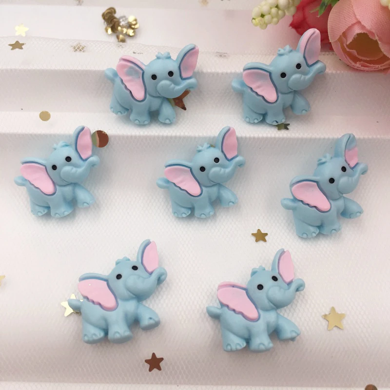 Hand Painted Resin Kawaii Colorful Elephant Flatback Cabochon Stone 7PCS Scrapbook DIY Decor Home Figurine Crafts OG155