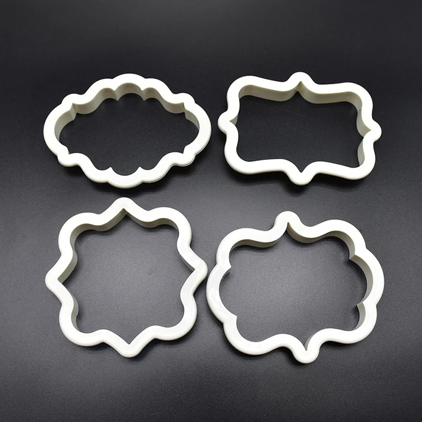 4Pcs/Lot Vintage Plaque Frame Cookie Cutter Set Plastic Biscuit Mould Cake Decorating Tools 3Pcs/Set Stainless Steel Cookie Mold