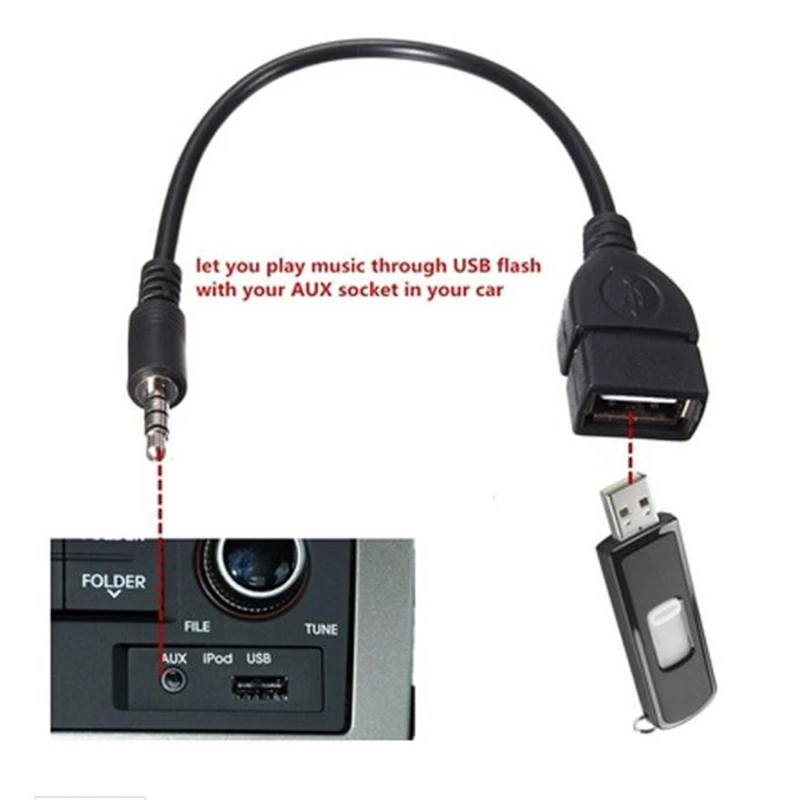 HOT SALE 3.5mm Male Audio AUX Jack to USB 2.0 Type A Female OTG Converter Adapter Cable very nice