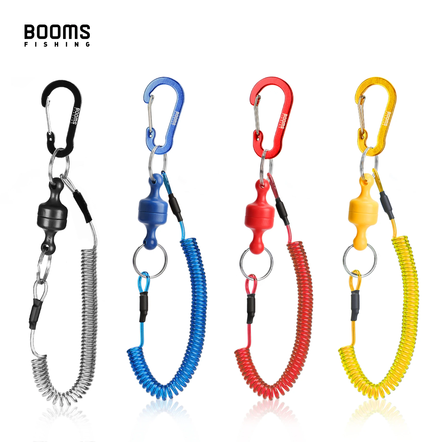 Booms Fishing MRC Strong Magnetic Quick Release Clips Net Holder with Fishing Coil Lanyard Aluminum Carabiner
