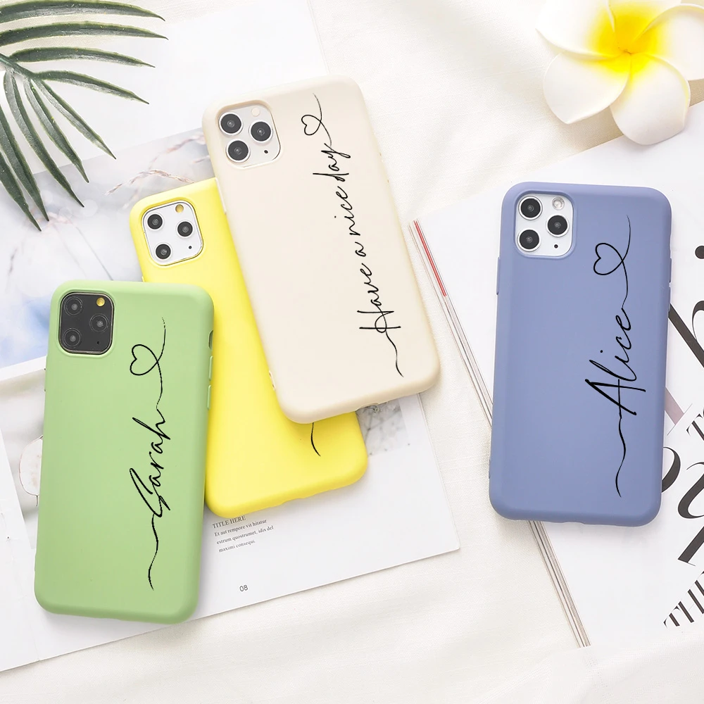 Custom Name for iPhone 13 Pro Case DIY Letters 12 8 Plus SE 2020 Cover Girls Silicone For iPhone 11 Pro Max Funda X XS XR 6 7 10