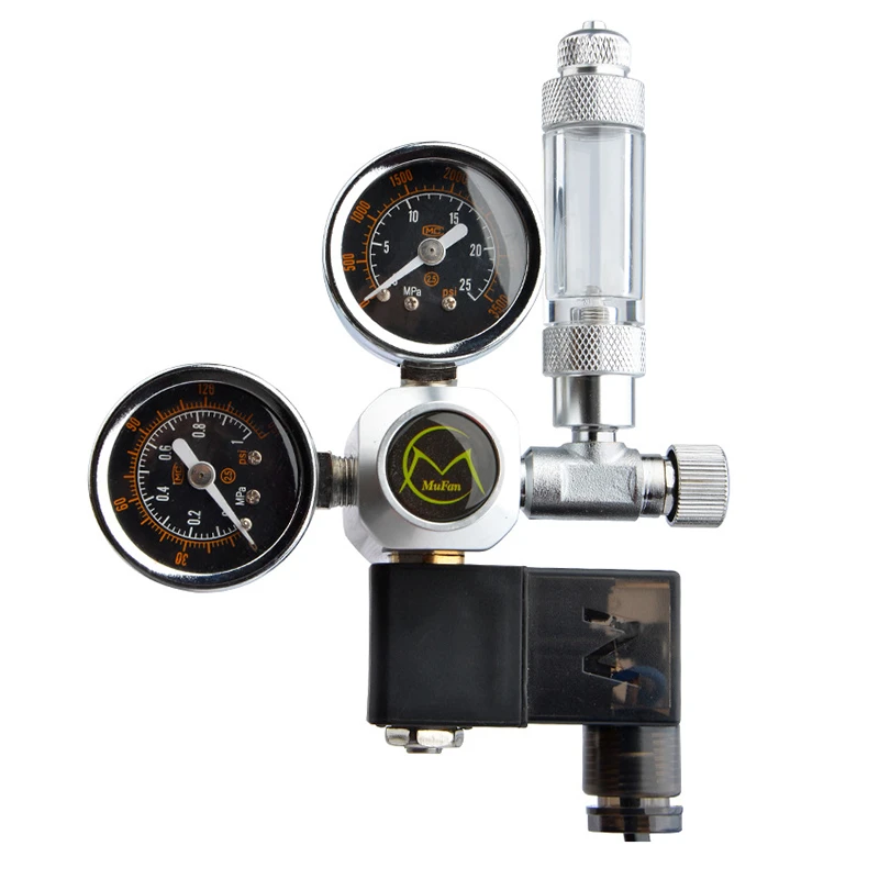 Fish Tank CO2 Regulator Magnetic Solenoid Check Valve CO2 Control Pressure Reducing Aquarium Bubble Counter Accessories