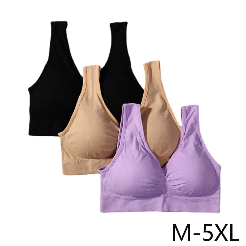 3PCS/lot Seamless Bra With Pads Plus Size Bras For Women Active Bra Wireless Brassiere Push Up Big Size Vest Wireless BH 5XL