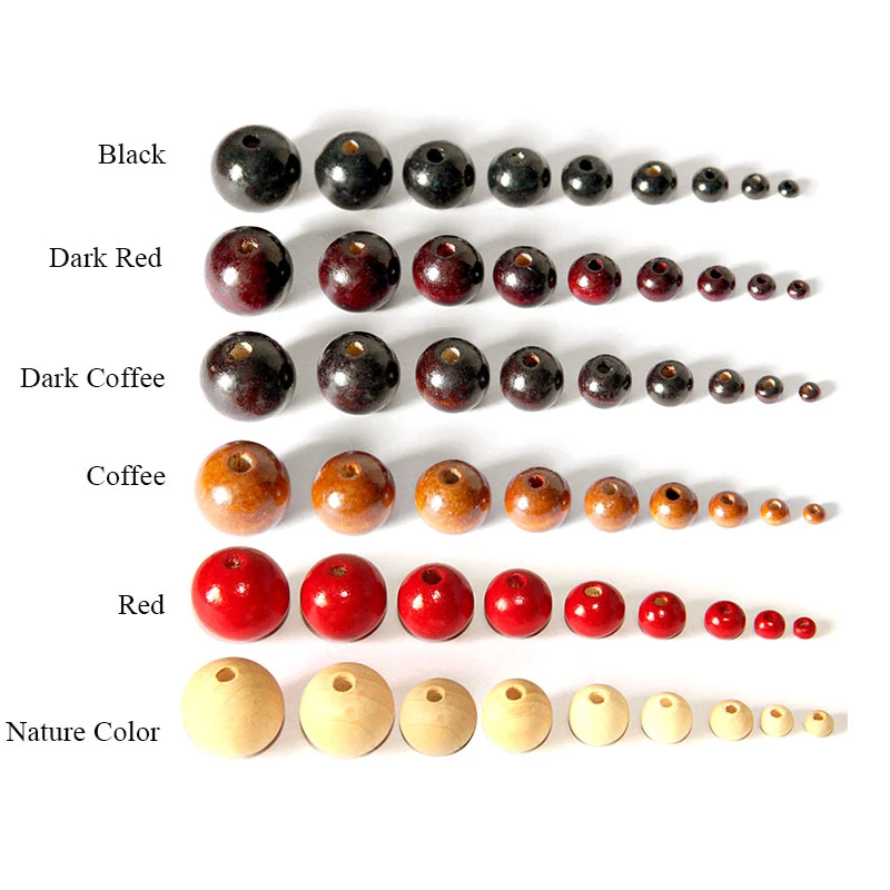 8-500pcs/bag Wood Beads 4/6/8/10/12/14/16/18/20mm Round Loose Spacer Wooden Beads For Bracelets Jewelry Making DIY Crafts supply