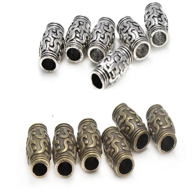 20pcs/lot 3mm Hole Metal Tube Spacer Beads for Jewelry Making Big Hole Beads Charm Bracelet for DIY Handmade Findings