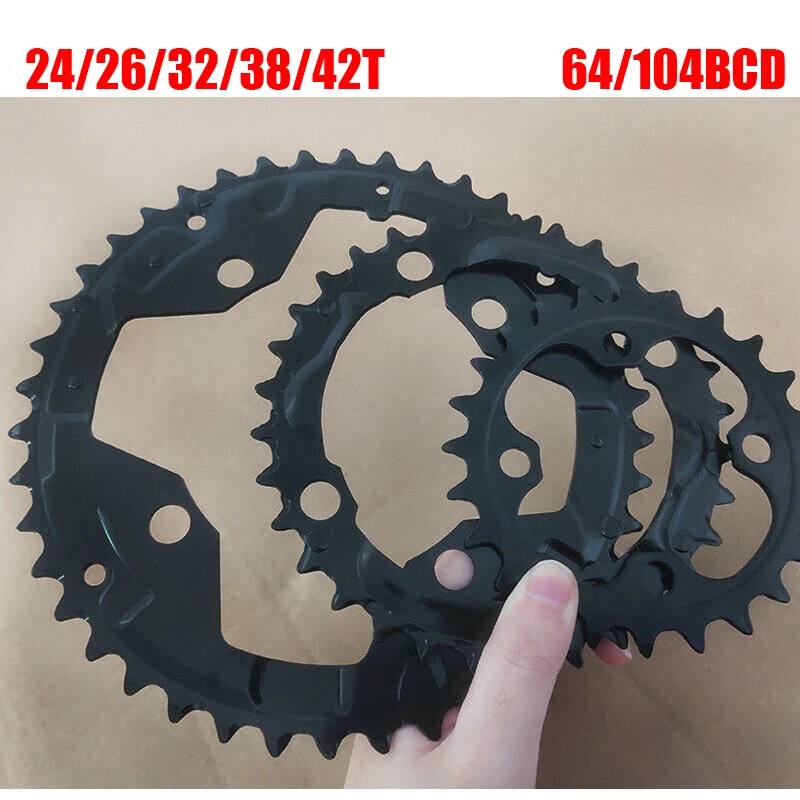 104/64 BCD Bicycle Chainring 24/26/32/38/42t MTB Chain Ring Double/Triple 10Speed Chainwheel for Shimano Crankset