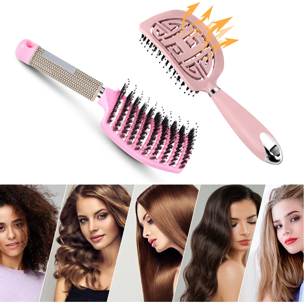 Hairbrush Anti Klit Brushy Haarborstel Women Detangler Hair Brush Bristle Nylon Scalp Massage Tangle Teaser Hair Brush Comb