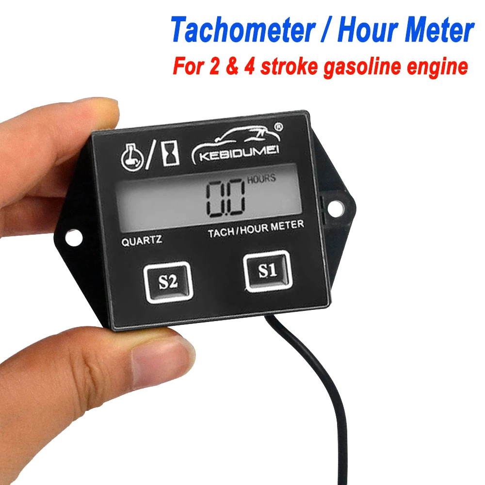 Digital Engine Tach Hour Meter Tachometer Gauge Engine RPM LCD Display For Motorcycle Motor Stroke Engine Car Boat Motorcycle