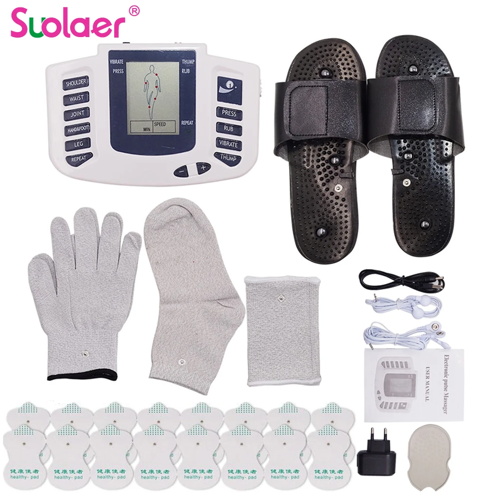 Russian/English Full Body Tens Acupuncture Electric Therapy Massager ABS Stimulator Meridian Physiotherapy EMS Medical Device