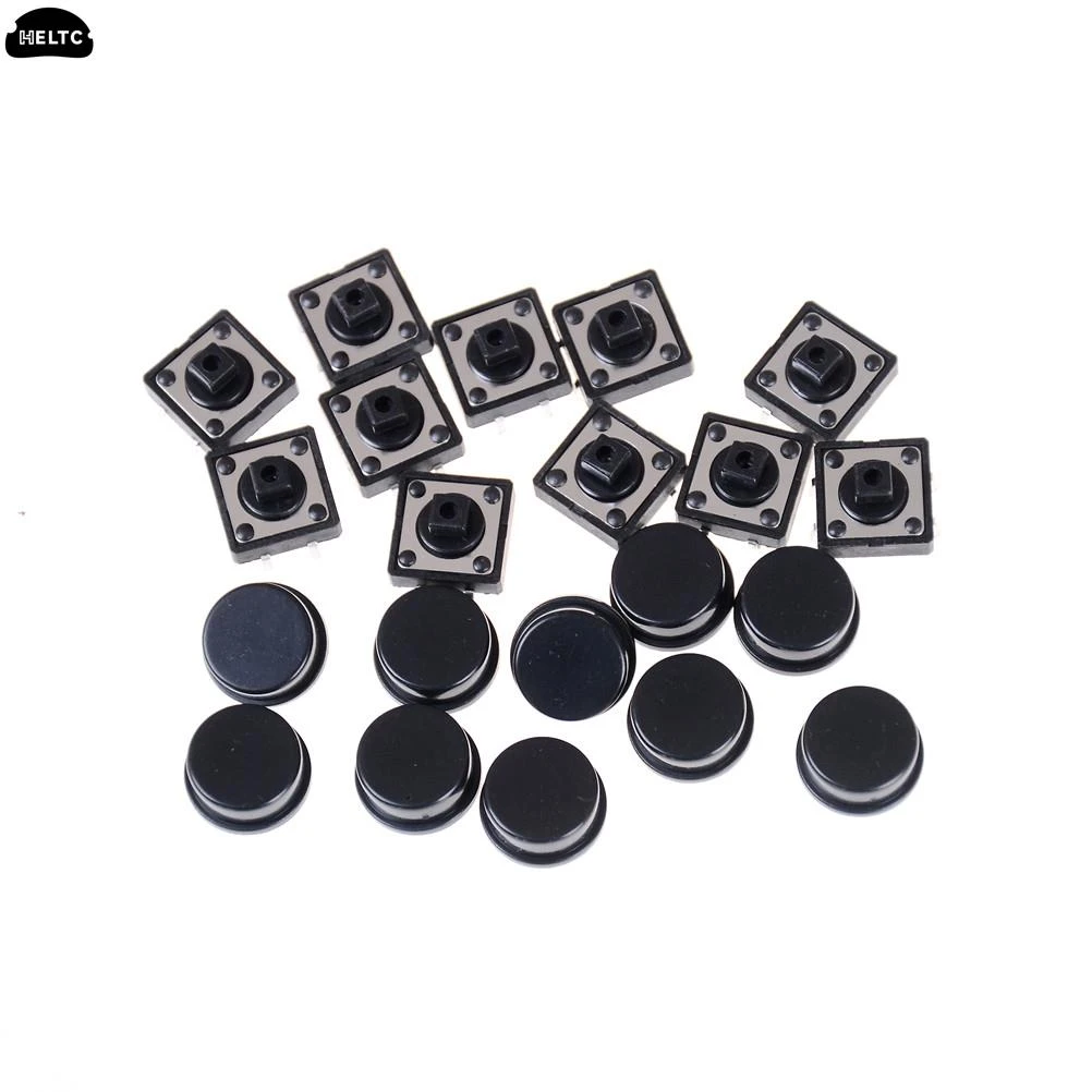 10pcs 4 Pin Tactile Push Button Switch  With Cap Momentary Tact Switch 12x12x12mm