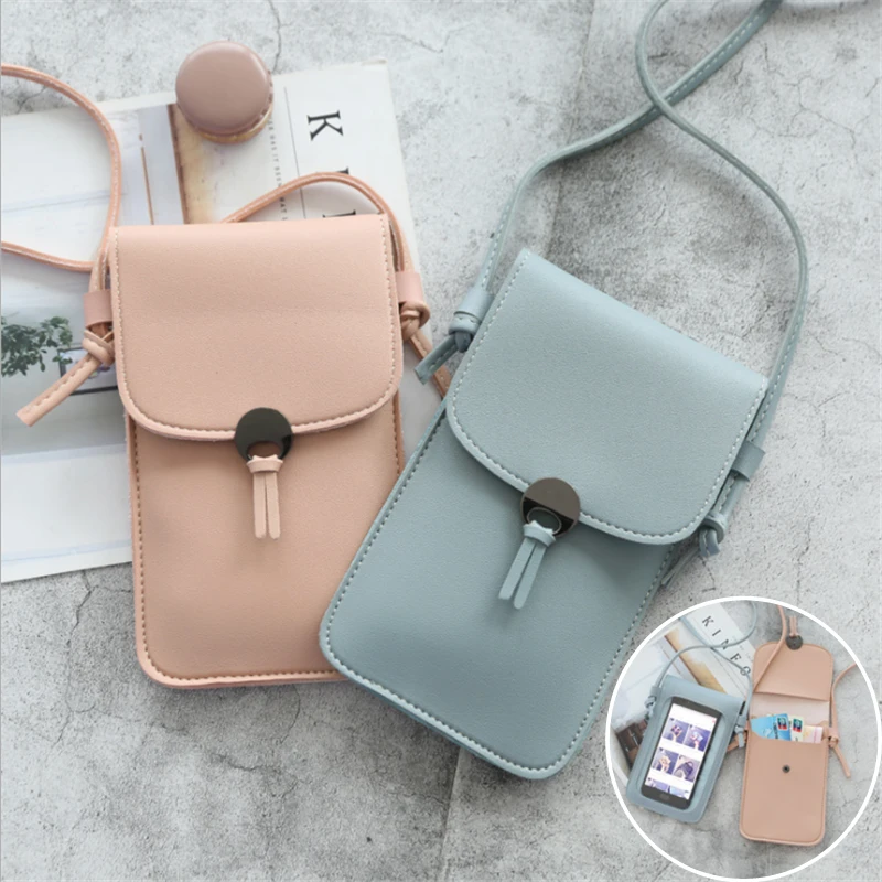 2021 Bag For Women Touch Screen Cell Phone Purse Smartphone Wallet Shoulder Strap Handbag PU Leather Casual Solid Crossbody Bags