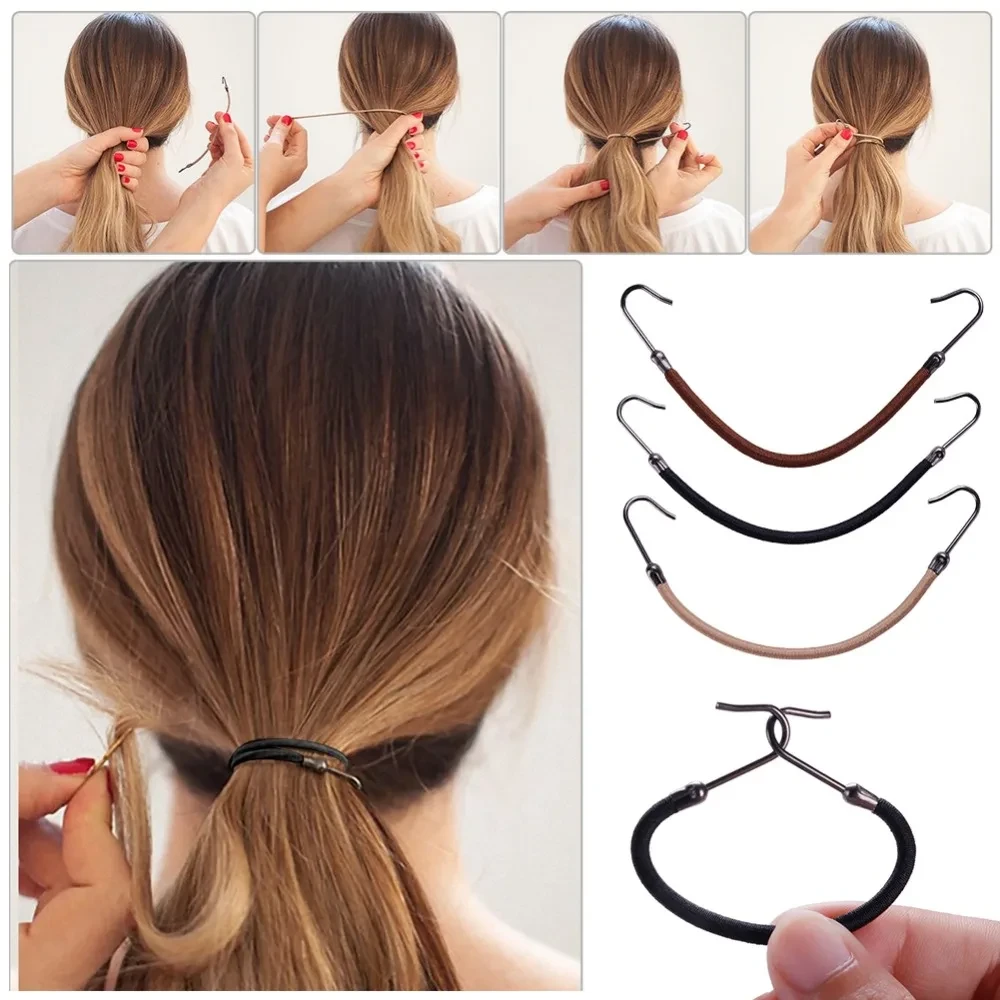 5/15/18/24/30 PCS Women's Elastic Hair Bands Gum with Hook Ponytail Holder Bungee Hair Thick/Curly Hair Styling Tools #280672