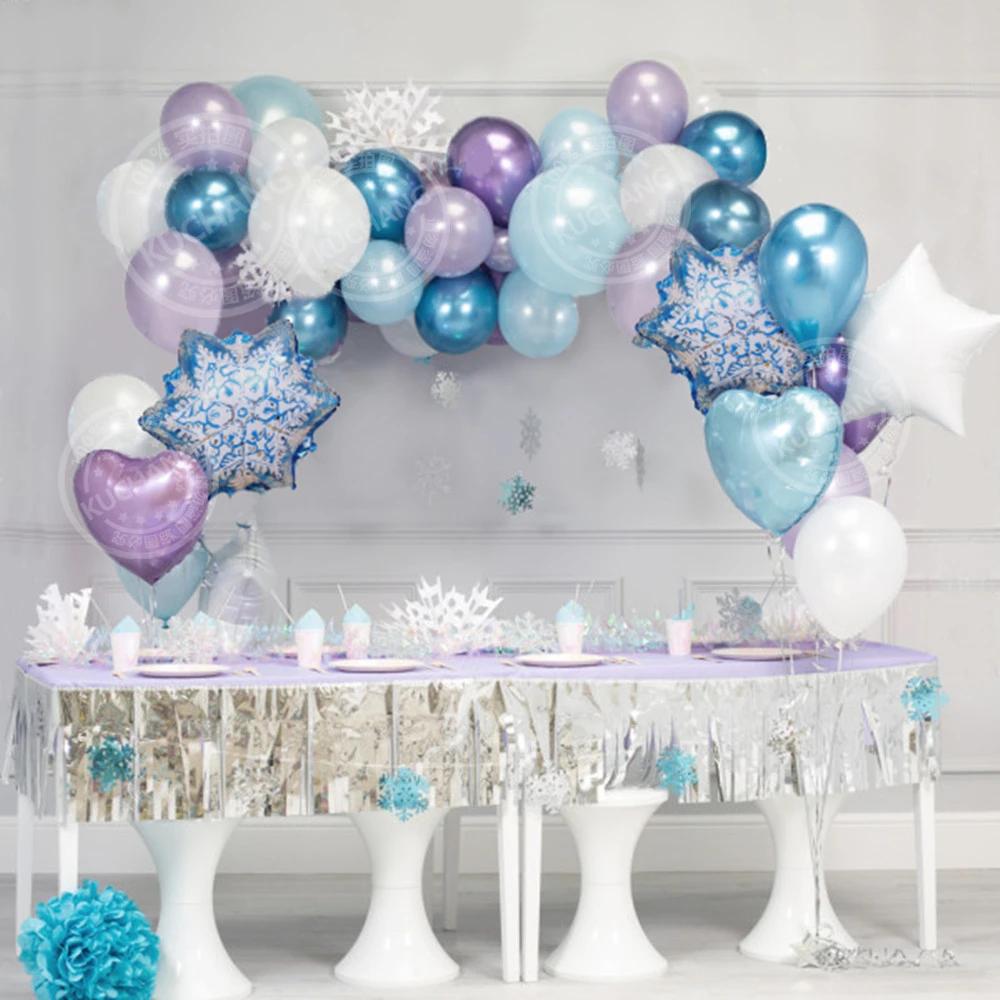 35pcs Ice Girl Balloon Garland Kit Christmas Snowflake Foil Balloons Birthday Globos Wedding Winter Party Supplies