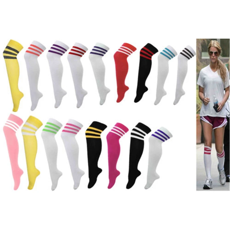 Women Girl Sport  Stripe Stripy Striped Over The Knee Thigh High Over The Knee  Stockings