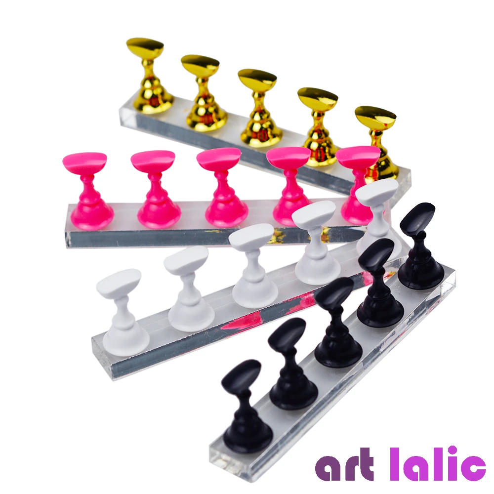 5pcs Nail Art Practice Display Stand Chess Board Magnetic Tips White Black Practice Holder Set Polish Gel Color Chart Tool